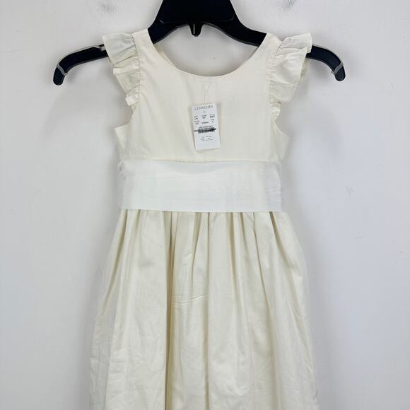 J.Crew Crewcuts Girls Flutter Sleeve Dress Midi Ivory Formal Party Size 5 NWT - Picture 7 of 15